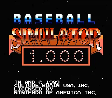 Baseball Simulator 1.000 (USA) screen shot title